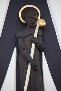 St. Augustine, statue on the main street of Miltenberg in Lower Franconia, Bavaria, Germany