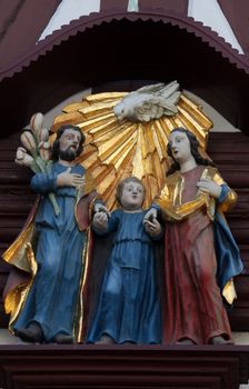 Holy Family, statue on the main street of Miltenberg in Lower Franconia, Bavaria, Germany