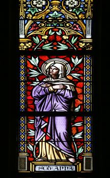 Saint Ann, stained glass window in parish church of Saint Mark in Zagreb, Croatia