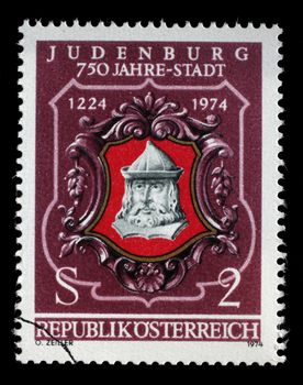 Stamp printed by Austria, shows Seal of Judenburg, circa 1974