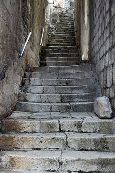 Stairs in the old town of Kotor on Adriatic coast of Montenegro.