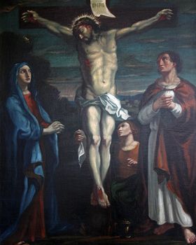 12th Stations of the Cross, Jesus dies on the cross, Sanctuary of St. Agatha in Schmerlenbach, Germany