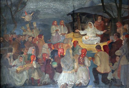 Birth of Jesus, altarpiece in parish church of Saint Mark in Zagreb, Croatia