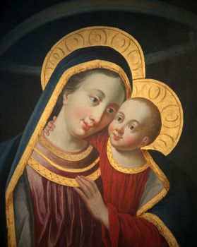 Madonna with child Jesus, St. Augustine's Church in Wurzburg, Germany