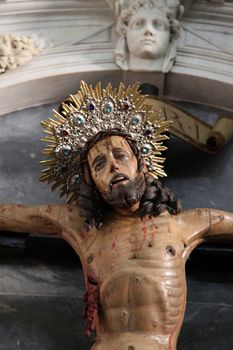 Crucifixion, Jesus on the cross, Catholic Church Saint Eustache in Dobrota, Montenegro