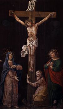 Crucifixion, Blessed Virgin Mary and Saint John under the cross, Saint John the Baptist catholic church in Budva, Montenegro