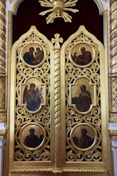 The iconostasis in the Orthodox court church built 1450 in Cetinje, the old capital of Montenegro