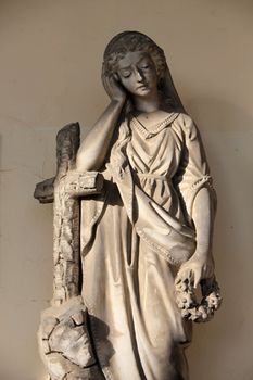 Detail of a mourning sculpture on a Mirogoj cemetery in Zagreb, Croatia