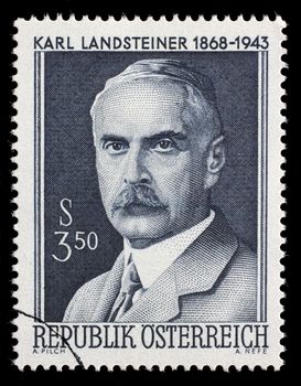 Stamp printed in Austria showing Karl Landsteiner, circa 1968