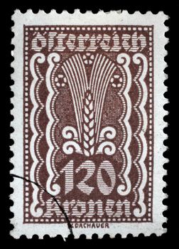 Stamp printed in Austria shows Symbols of Agriculture, circa 1922