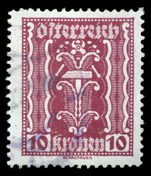 Stamp printed by Austria, shows ornament, circa 1921