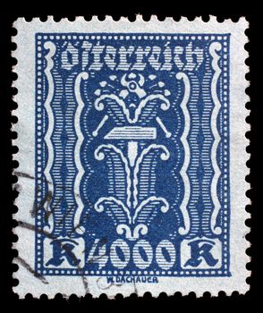 Stamp printed by Austria, shows ornament, circa 1921