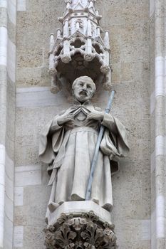 Statue of St. Francis Xavier on the portal of the cathedral dedicated to the Assumption of Mary in Zagreb