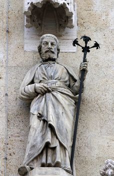 Statue of Saint Joseph on the portal of the cathedral dedicated to the Assumption of Mary in Zagreb