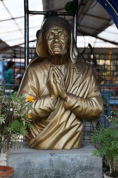 Statue of Mother Teresa, Prem Dan, one of the houses established by Mother Teresa and run by the Missionaries of Charity in Kolkata, India on February 12, 2014.