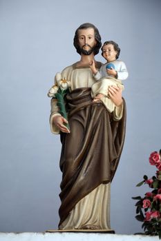 Saint Joseph holding baby Jesus, Shishu Bhavan, one of the houses established by Mother Teresa and run by the Missionaries of Charity in Kolkata, India