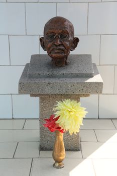 Memorial to Mahatma Gandhi in Gandhiji Prem Nivas( Leprosy centre), one of the houses established by Mother Teresa and run by the Missionaries of Charity in Titagarh, India