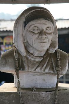 Mother Teresa monument in a rural area of Sundarbans, West Bengal, India