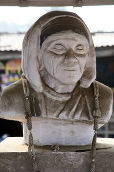 Mother Teresa monument in a rural area of Sundarbans, West Bengal, India