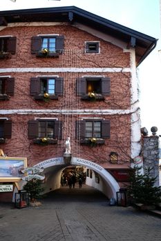 Christmas decoration on the building in St. Wolfgang on Wolfgangsee in Austria