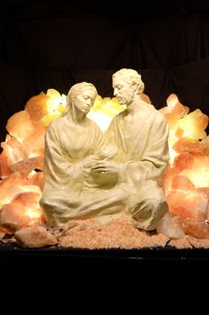 Nativity scene, creche or crib, is a depiction of the birth of Jesus, Hallein, Austria