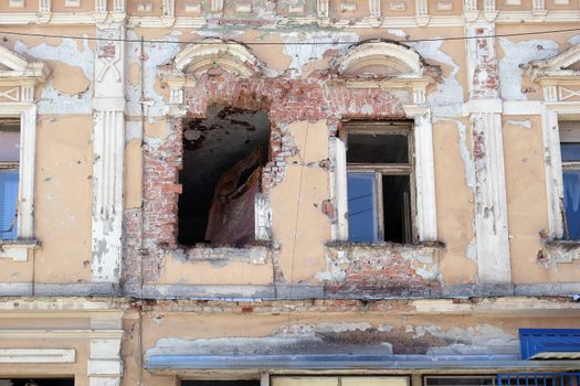 Destroyed house as war aftermath. The Croatian War of Independence was fought from 1991 to 1995 in Pakrac, Croatia