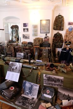 The collection of weapons and equipment used during the war for Croatian independence, Pakrac, Slavonia, Croatia