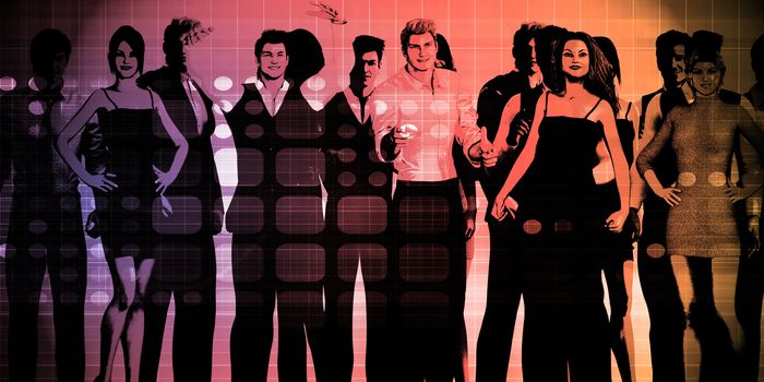 Confident Businessmen and Businesswomen Standing in Unity