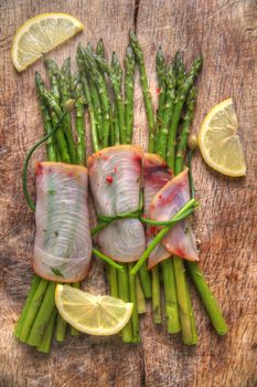 Second course of swordfish and asparagus side dish