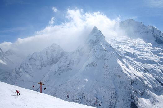 In the mountains of Dombai, Caucasus