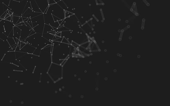 Abstract polygonal space low poly dark background with connecting dots and lines. Connection structure.