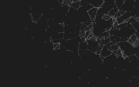 Abstract polygonal space low poly dark background with connecting dots and lines. Connection structure.