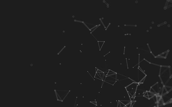 Abstract polygonal space low poly dark background with connecting dots and lines. Connection structure.