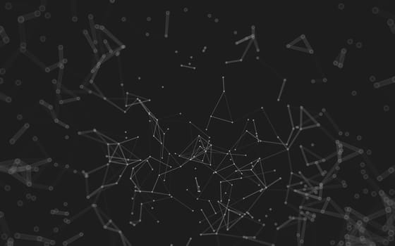 Abstract polygonal space low poly dark background with connecting dots and lines. Connection structure.