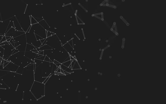 Abstract polygonal space low poly dark background with connecting dots and lines. Connection structure.