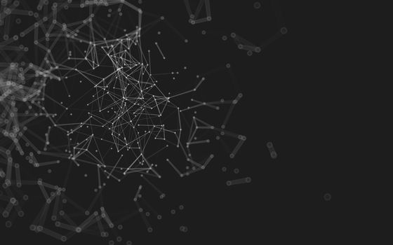 Abstract polygonal space low poly dark background with connecting dots and lines. Connection structure.