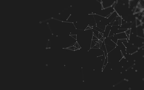 Abstract polygonal space low poly dark background with connecting dots and lines. Connection structure.