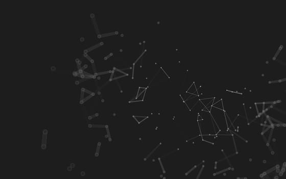 Abstract polygonal space low poly dark background with connecting dots and lines. Connection structure.