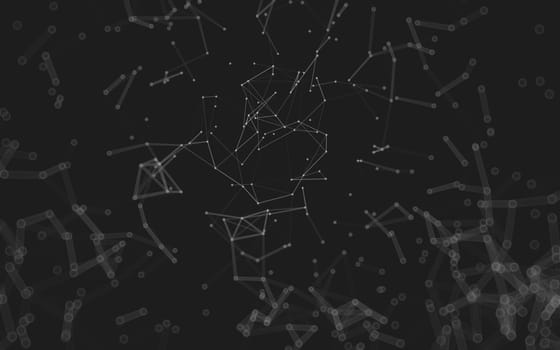 Abstract polygonal space low poly dark background with connecting dots and lines. Connection structure.