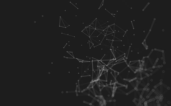 Abstract polygonal space low poly dark background with connecting dots and lines. Connection structure.