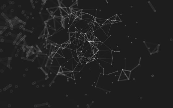 Abstract polygonal space low poly dark background with connecting dots and lines. Connection structure.