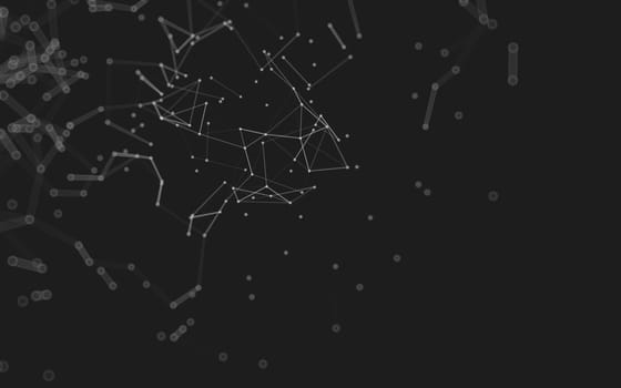 Abstract polygonal space low poly dark background with connecting dots and lines. Connection structure.