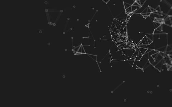 Abstract polygonal space low poly dark background with connecting dots and lines. Connection structure.