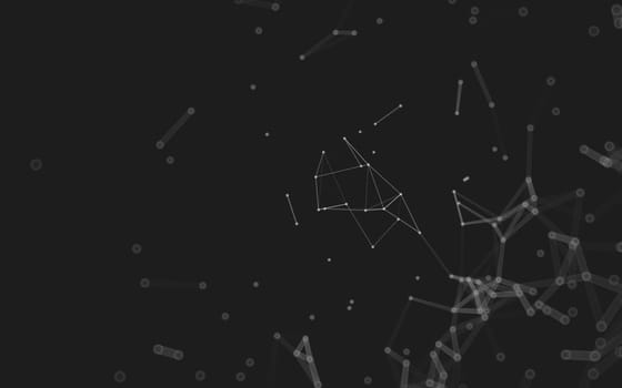 Abstract polygonal space low poly dark background with connecting dots and lines. Connection structure.