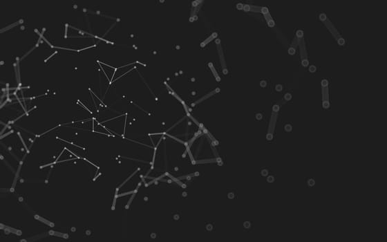 Abstract polygonal space low poly dark background with connecting dots and lines. Connection structure.