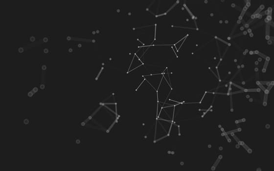 Abstract polygonal space low poly dark background with connecting dots and lines. Connection structure.