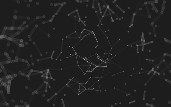 Abstract polygonal space low poly dark background with connecting dots and lines. Connection structure.