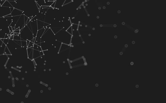 Abstract polygonal space low poly dark background with connecting dots and lines. Connection structure.