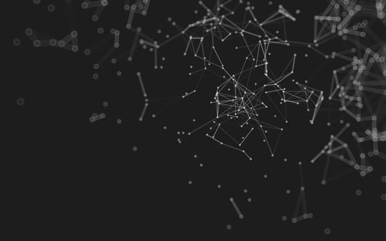 Abstract polygonal space low poly dark background with connecting dots and lines. Connection structure.