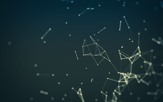 Abstract polygonal space low poly dark background with connecting dots and lines. Connection structure.